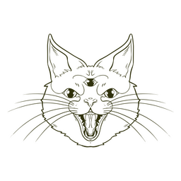 Gatinho do terceiro olho cheio de bruxaria Desenho PNG
