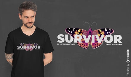 Diseño de camiseta de mariposa sobreviviente.
