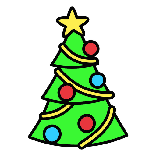 color stroke little christmas tree PNG Design