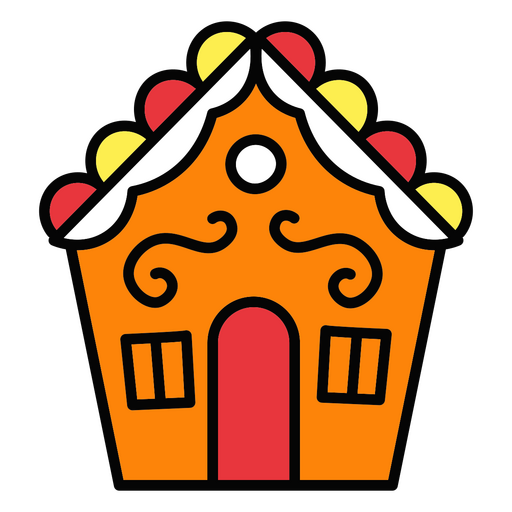 color stroke christmas ginger house PNG Design