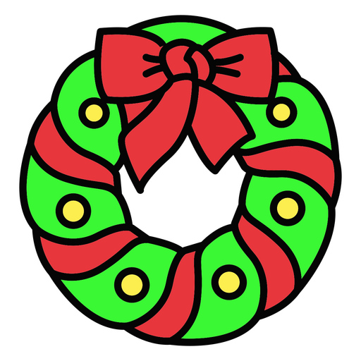 decoración de corona de navidad de trazo de color Diseño PNG