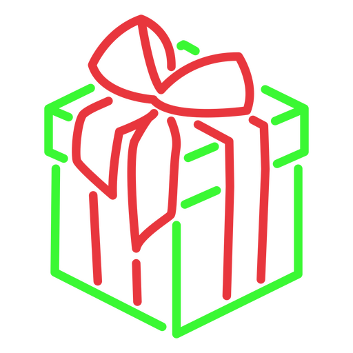stroke green christmas gift box PNG Design