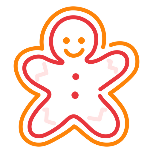 stroke smiling gingerbread cookie PNG Design