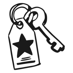 Star Key Chain Doodle PNG & SVG Design For T-Shirts