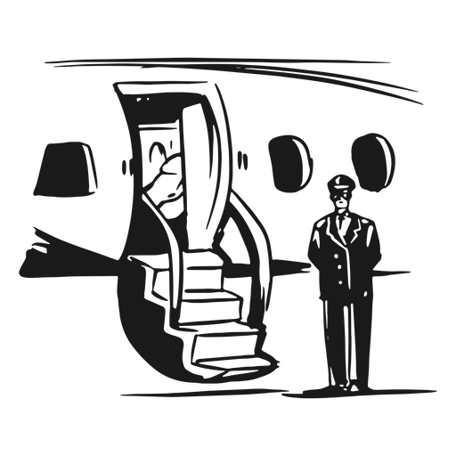 Wachmann am Flugzeugeingang PNG-Design