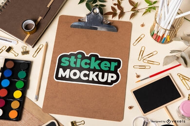 Artistic elements with sticker mockup