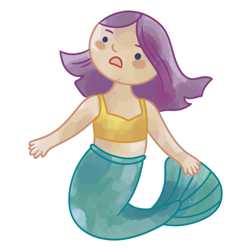 Mermaid watercolor surprised PNG Design