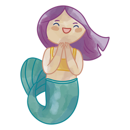 Acuarela de sirena emocionada Diseño PNG