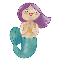Mermaid watercolor excited PNG Design Transparent PNG