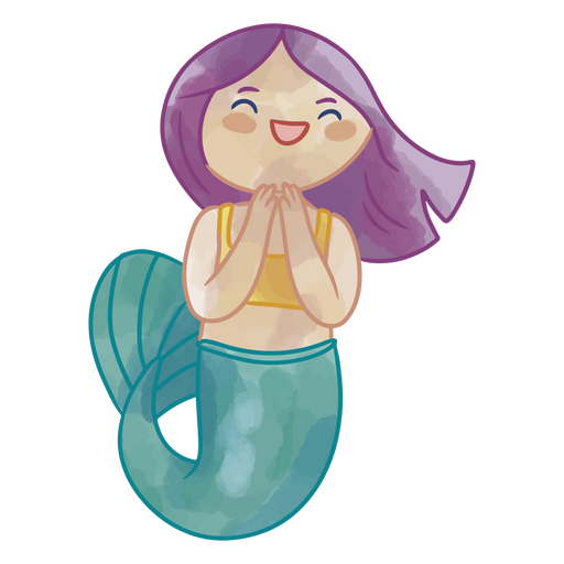 Mermaid watercolor excited PNG Design