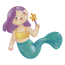 Mermaid Watercolor Eating PNG & SVG Design For T-Shirts