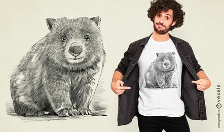 Diseño de camiseta de dibujo a lápiz Wombat