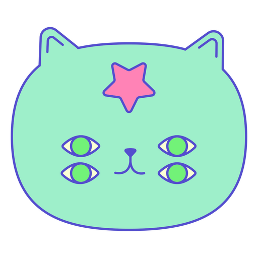 Psychedelic blue cat PNG Design