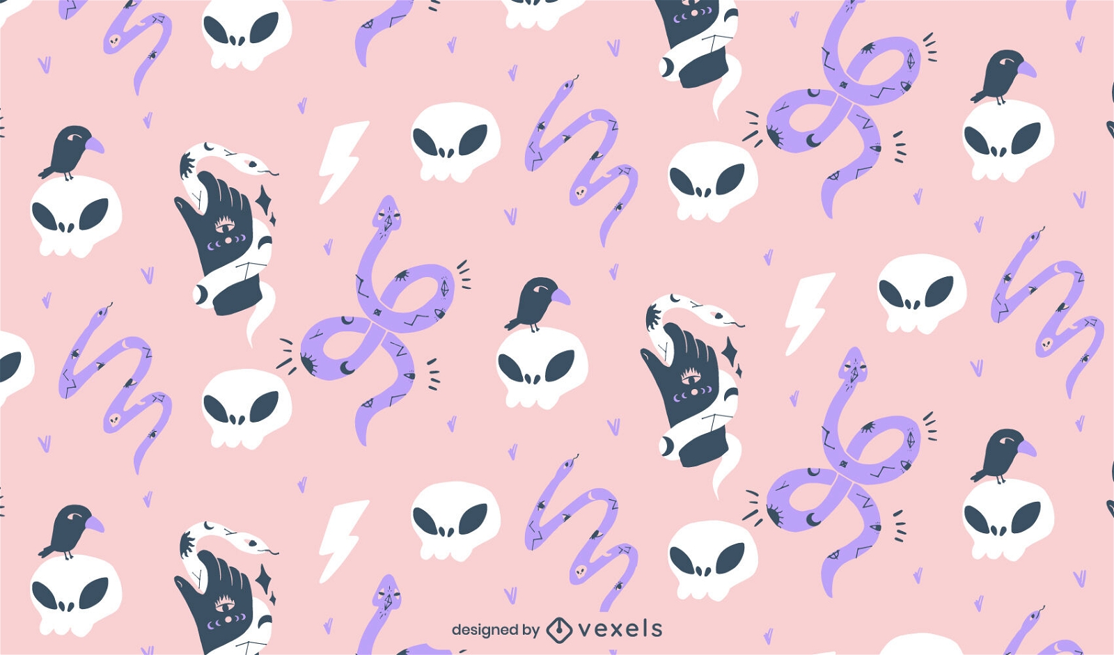 Witch and magical elements pattern design
