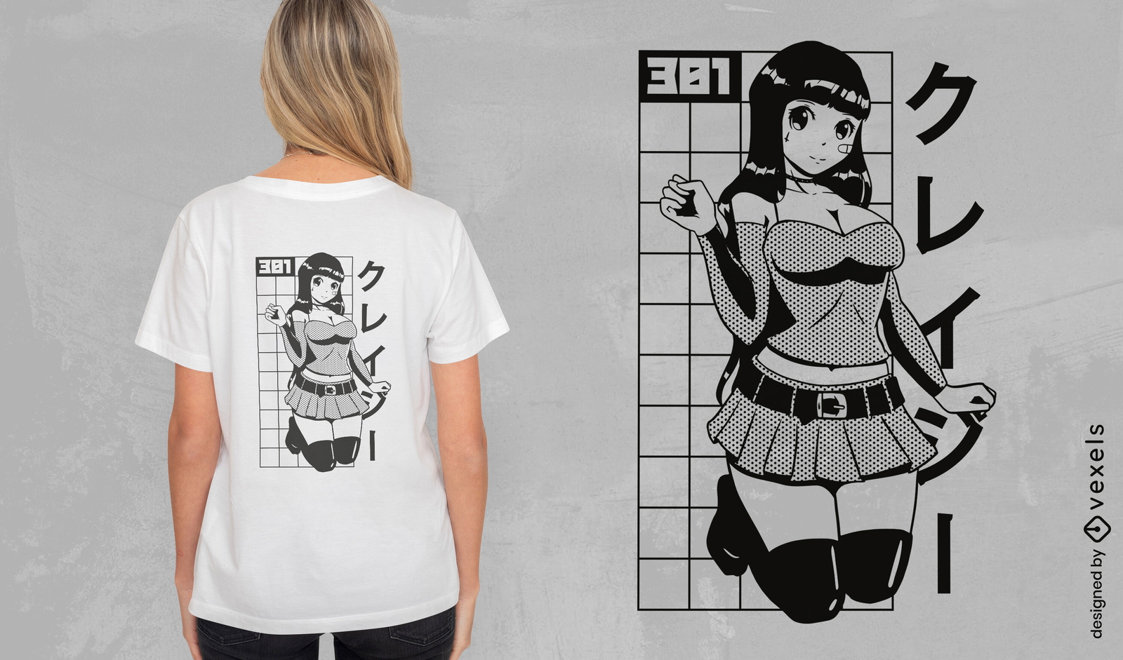 Linda chica anime posando dise?o de camiseta