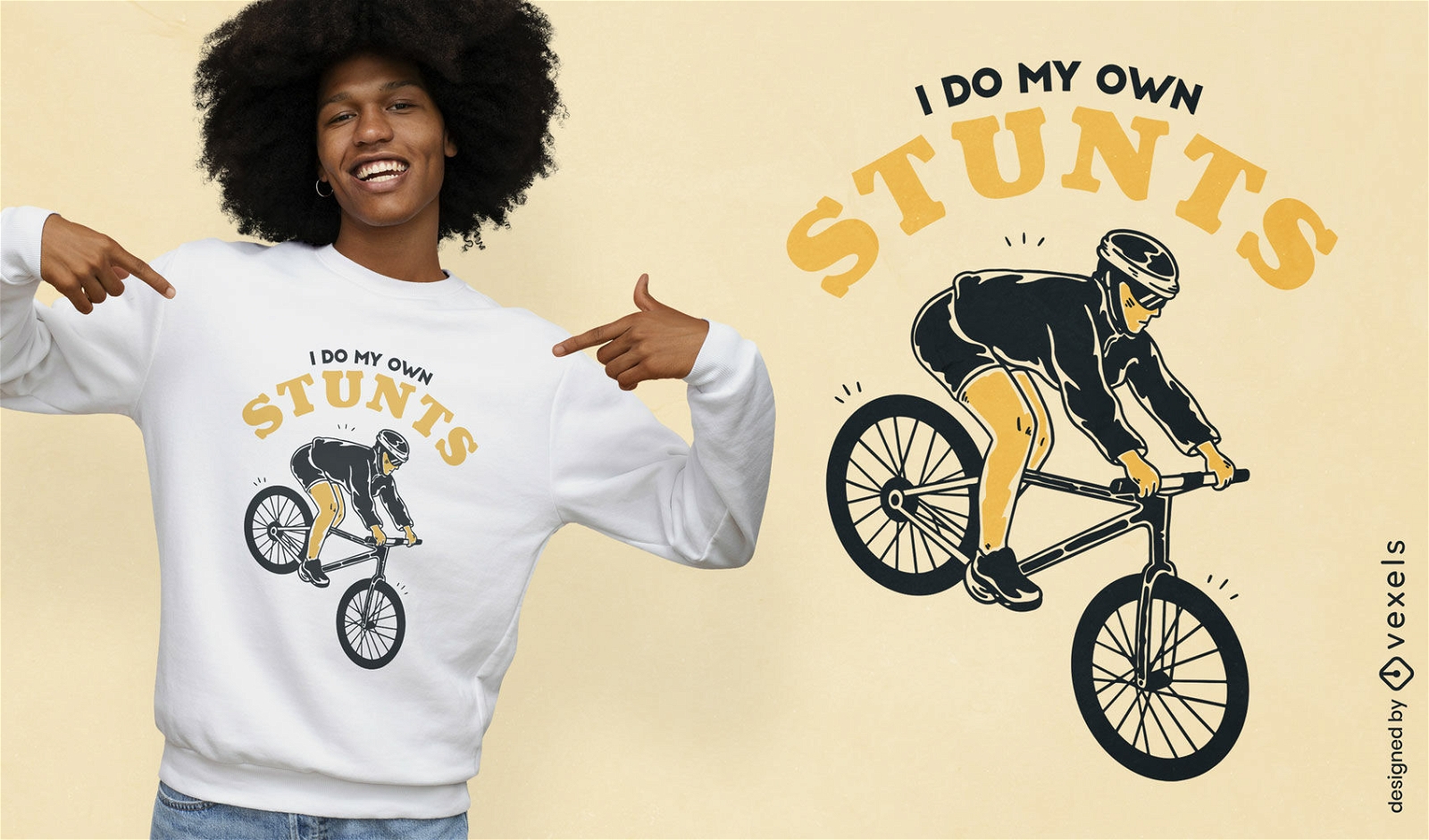 Person, die Fahrrad-Stunt-Zitat-T-Shirt-Design fährt