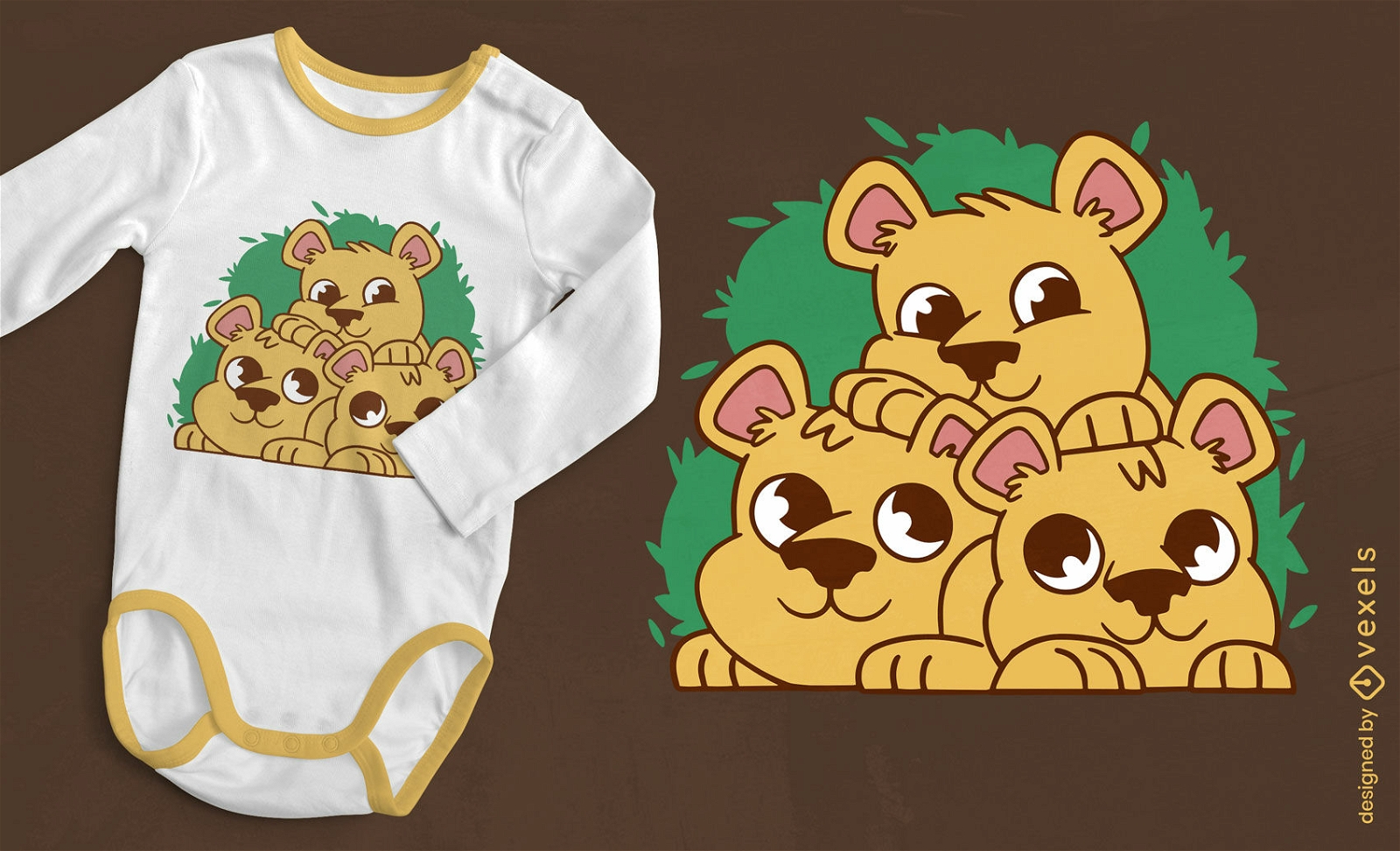 Lindo diseño de camiseta de cachorros de león