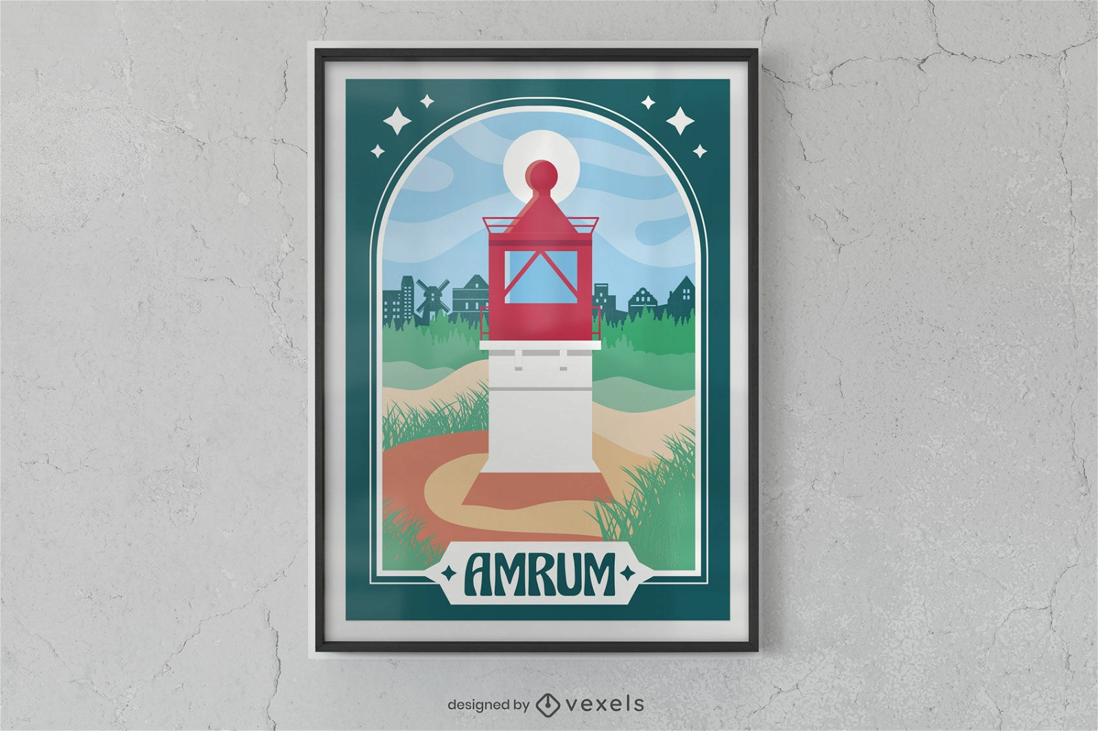 Lighthouse tower tourism poster design