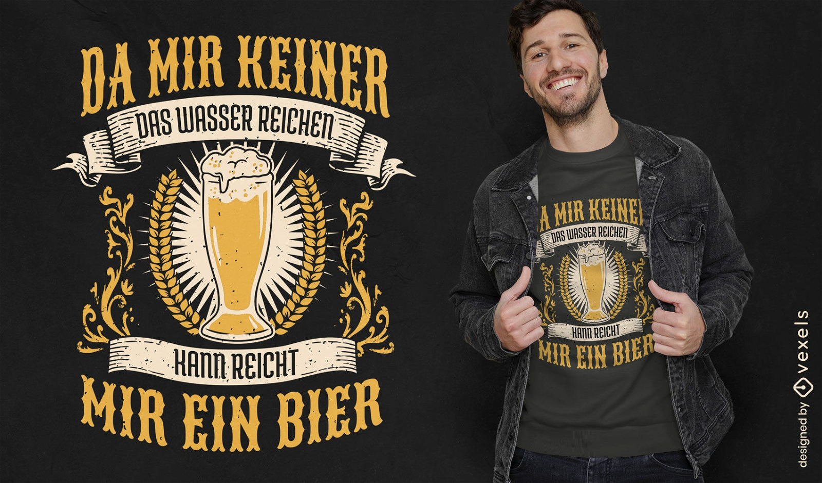 Funny beer vintage illustration t-shirt design