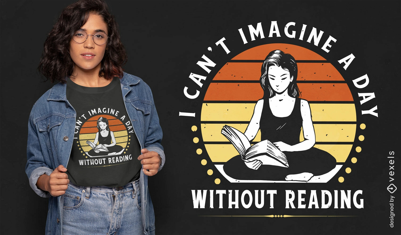 Woman reading book hobby t-shirt design