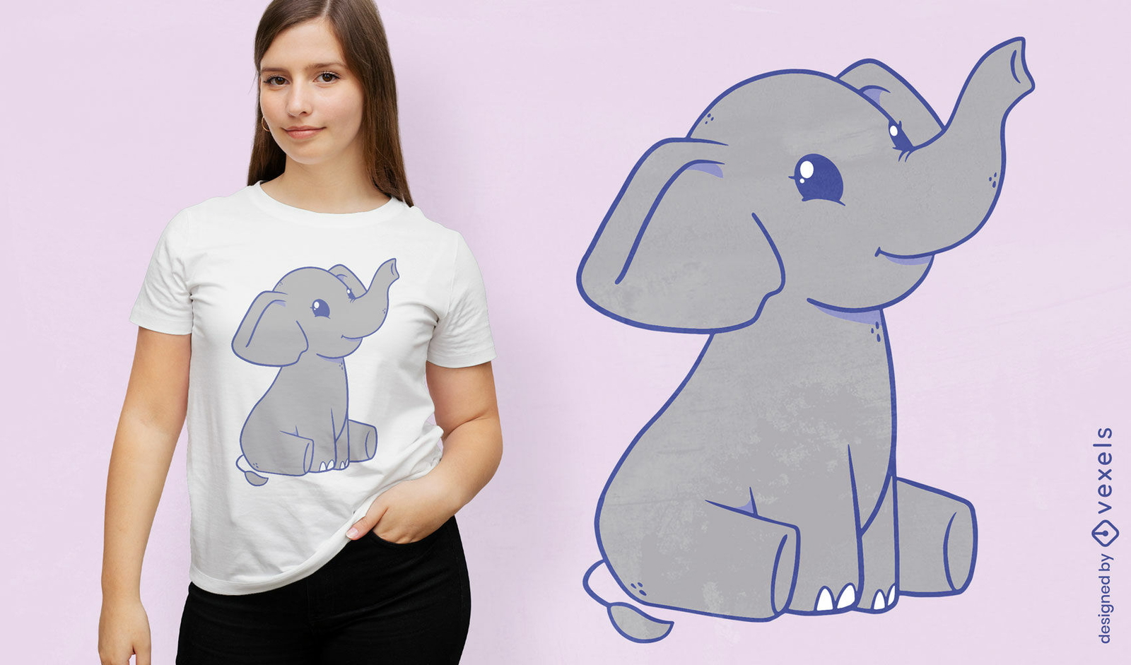 Lindo diseño de camiseta de personaje de elefante