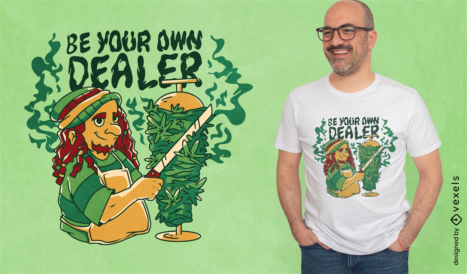 Seien Sie Ihr eigener Händler Cannabis-Kebab-T-Shirt-Design