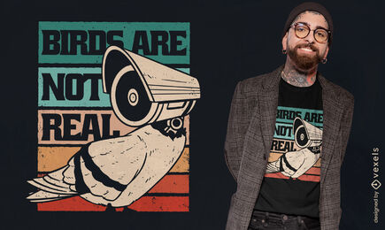 Design de camiseta de câmera de segurança de pássaros