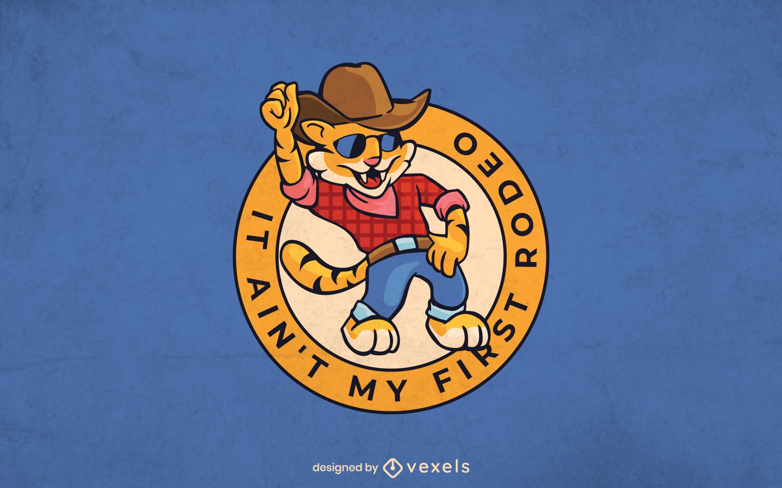 Funny tiger cowboy animal logo template