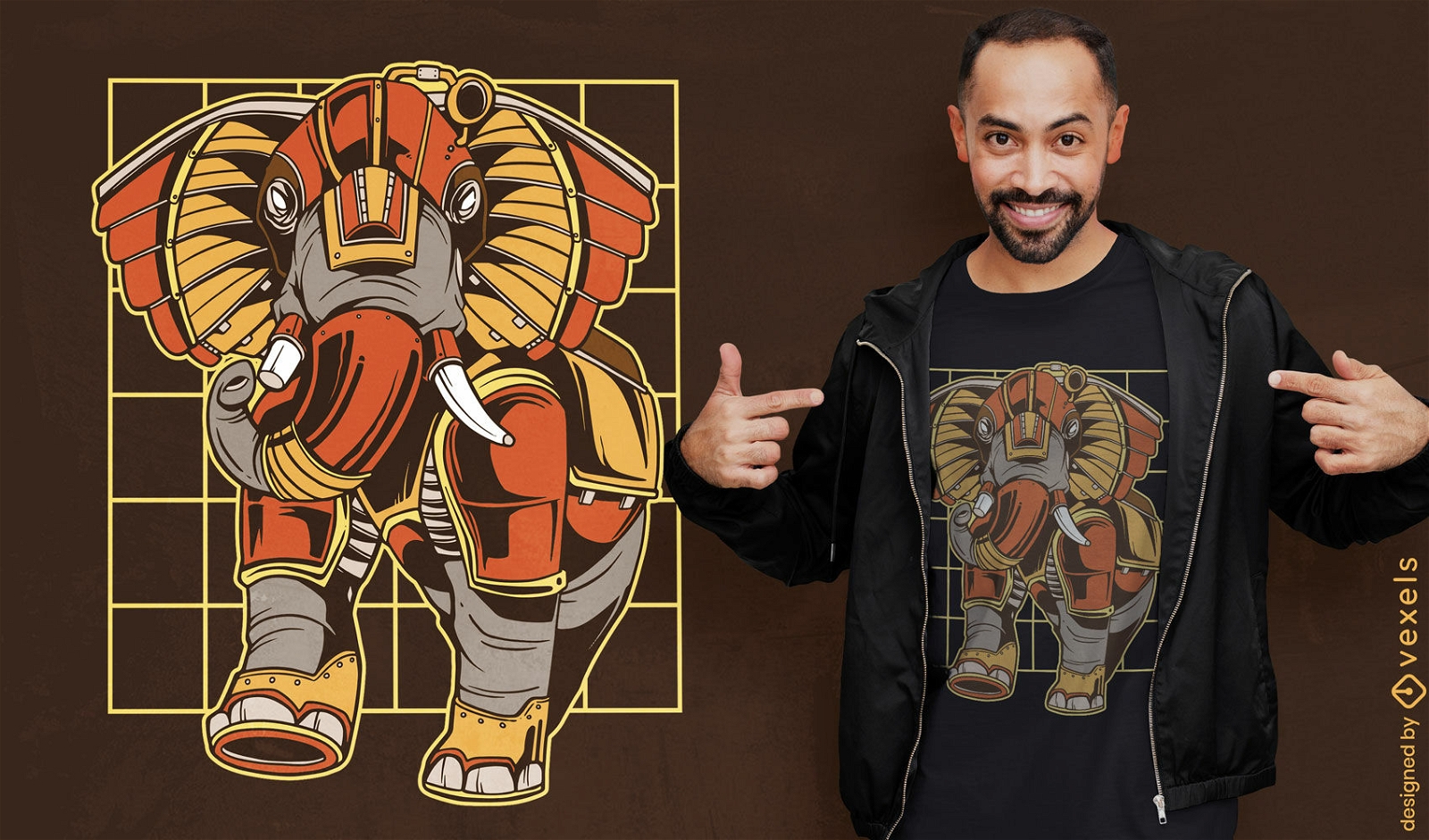 Steampunk-Elefanten-Tier-T-Shirt-Design
