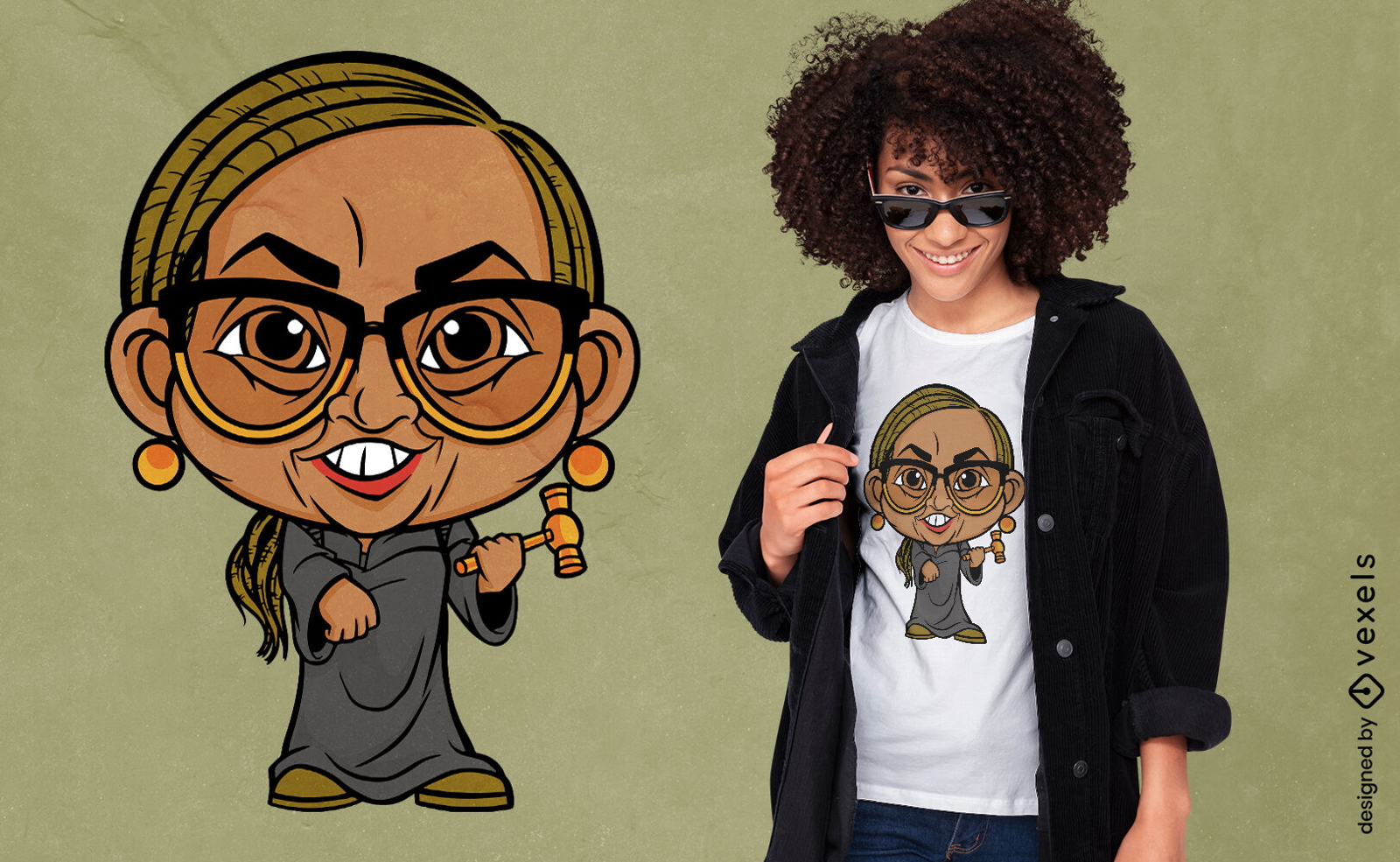 Judge black woman cartoon t-shirt design