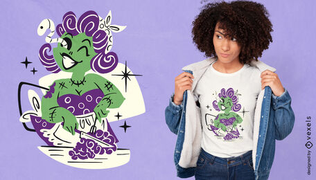 Design de camiseta de esposa de mulher zumbi
