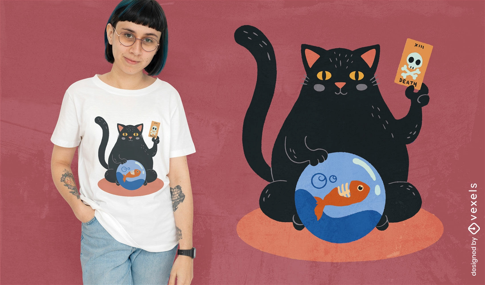Diseño de camiseta de gato adivino