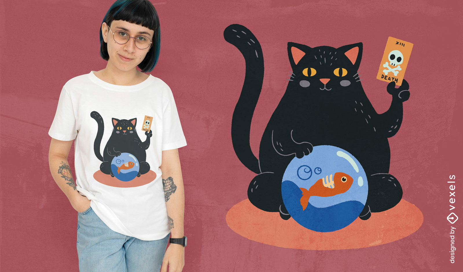 Fortune teller cat t-shirt design