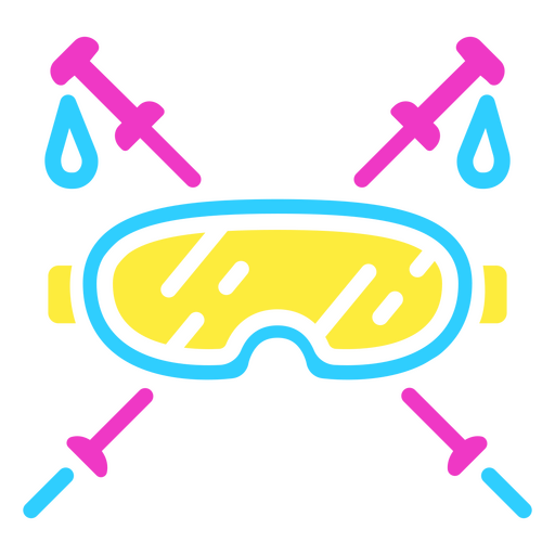 Bastões de esqui e óculos Desenho PNG