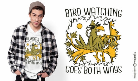 Bird Watching Funny Parrot Novelty Cartoon Hand Drawing T-Shirt