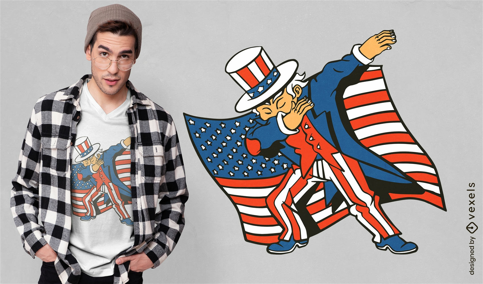 Diseño de camiseta patriótica Dabbing Uncle Sam