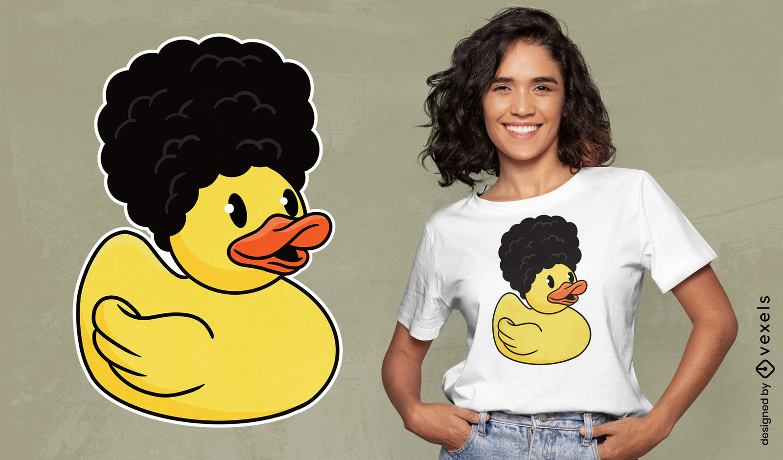 Design de camiseta de pato de borracha encaracolado