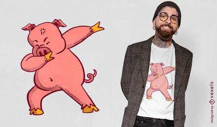 Dabbing design de camiseta de personagem de porco