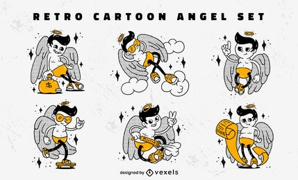 Retro Cartoon lustige Engel Zeichensatz