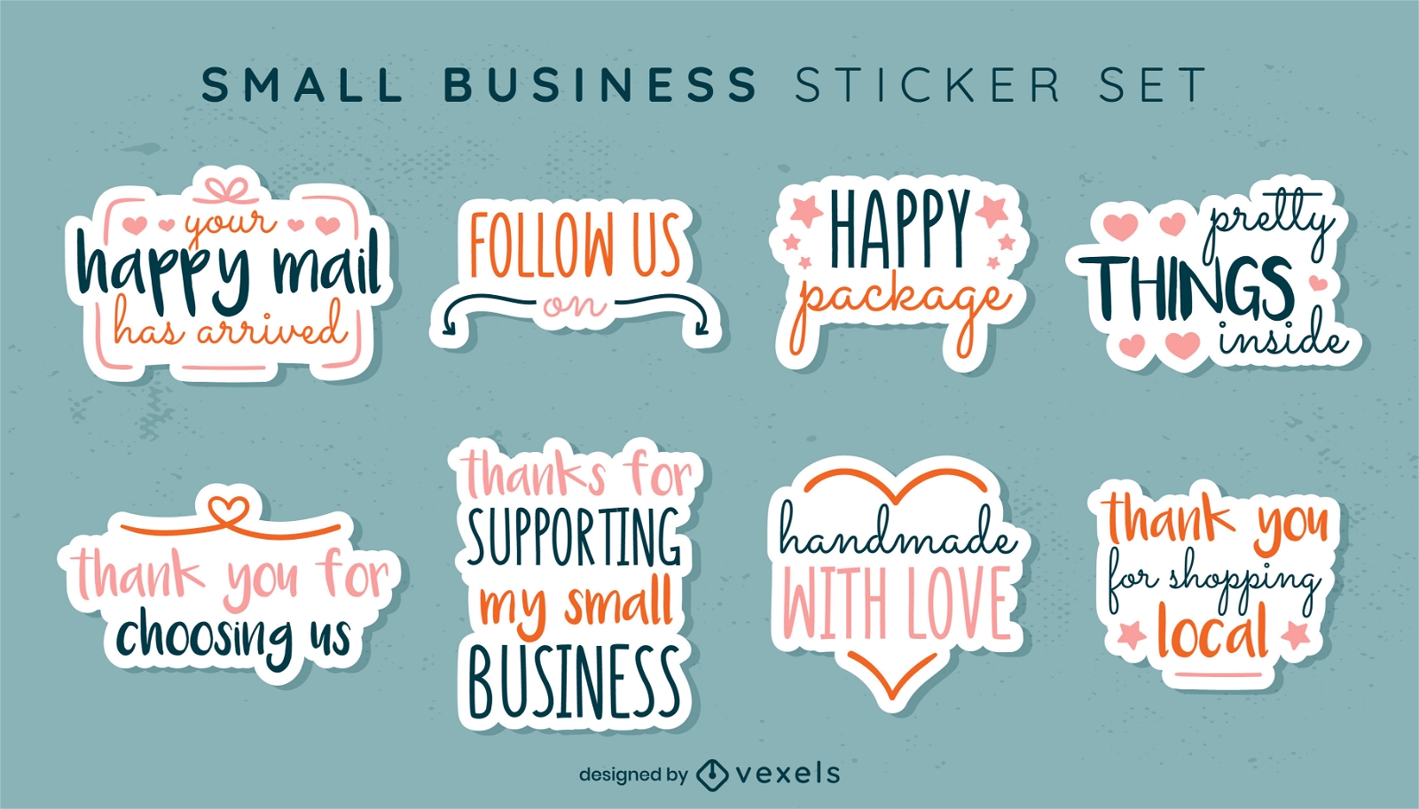 Small business sticker lettering quotes set