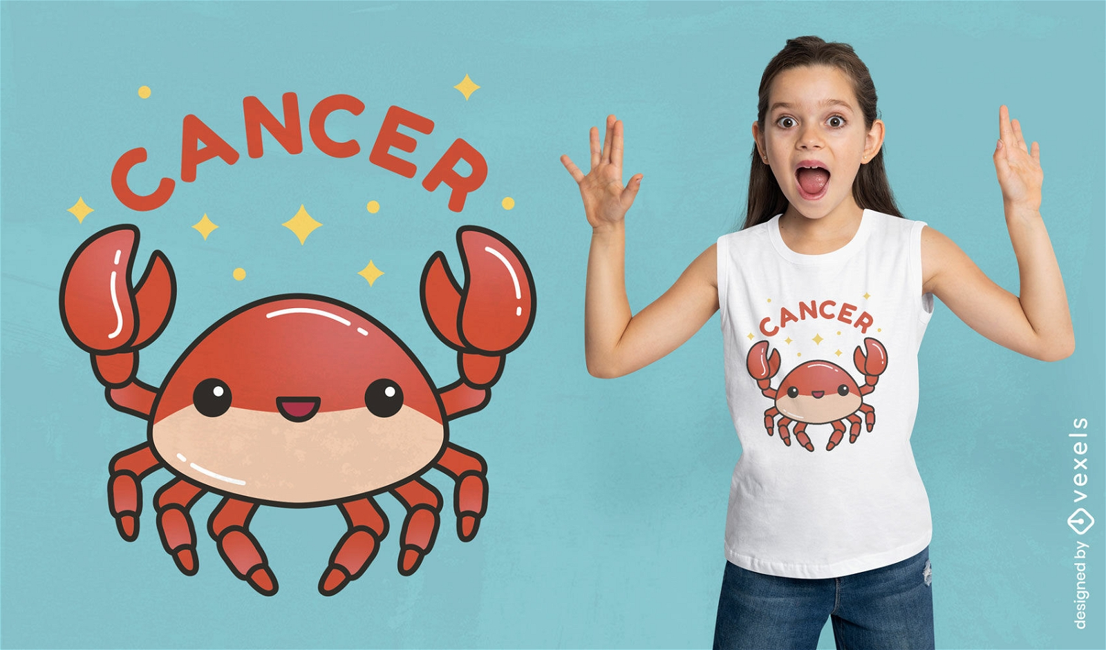 Cute cancer crab astrology t-shirt design