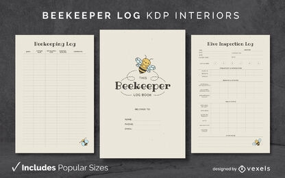Cute beekeper Daily Log Design Template KDP