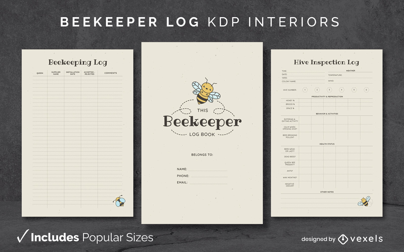 Süßer Imker Daily Log Designvorlage KDP