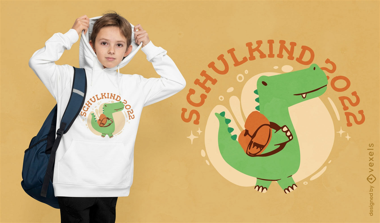 Crocodile with backpack t-shirt design