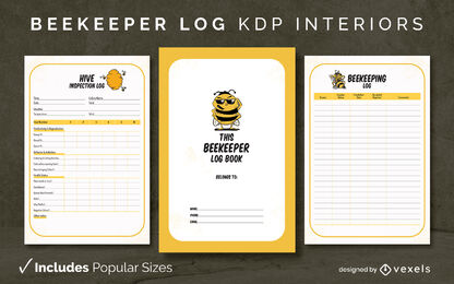Beekeeper log diary design template KDP