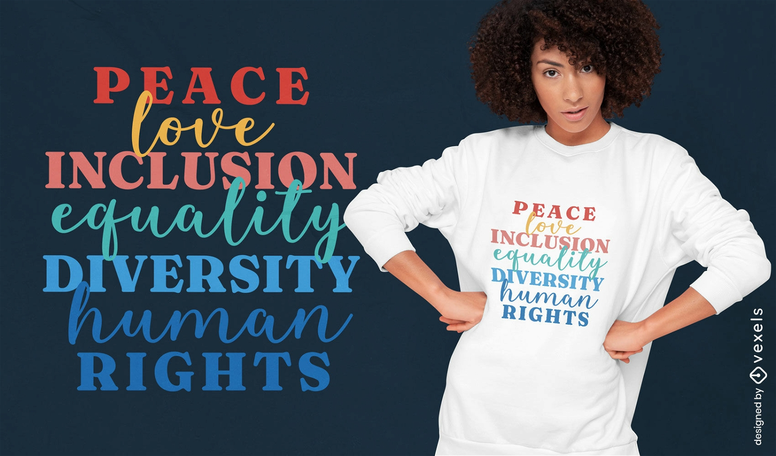 Design de camiseta com citação de direitos humanos
