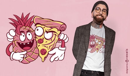 Design de camiseta de amigos de abacaxi e pizza