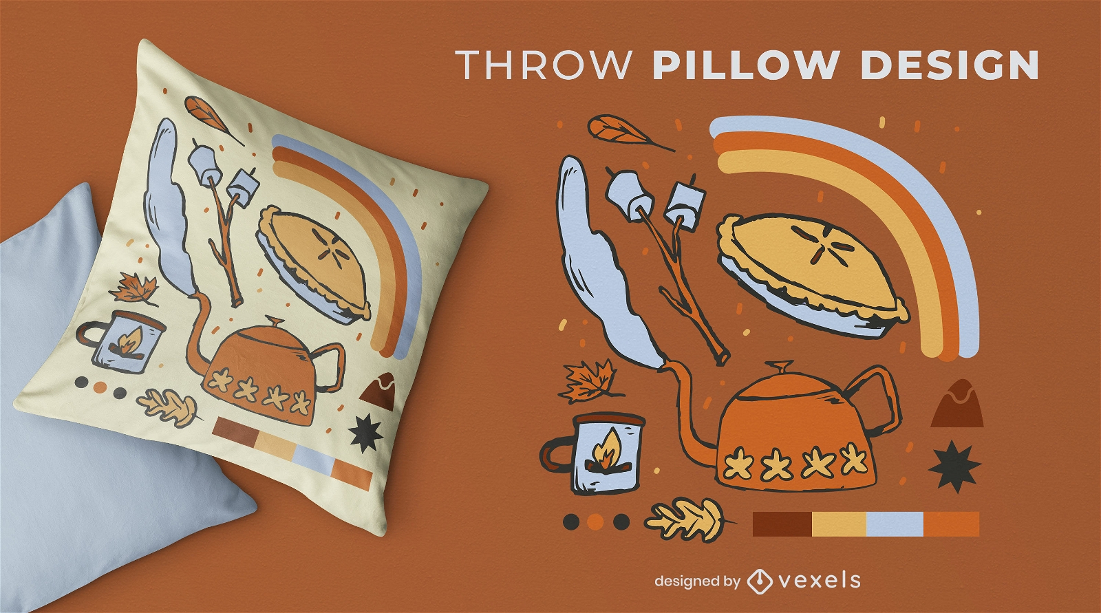 Autumn cozy elements throw pillow design