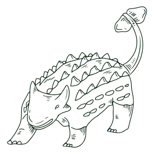 Anquilosaurio blanco y negro Diseño PNG