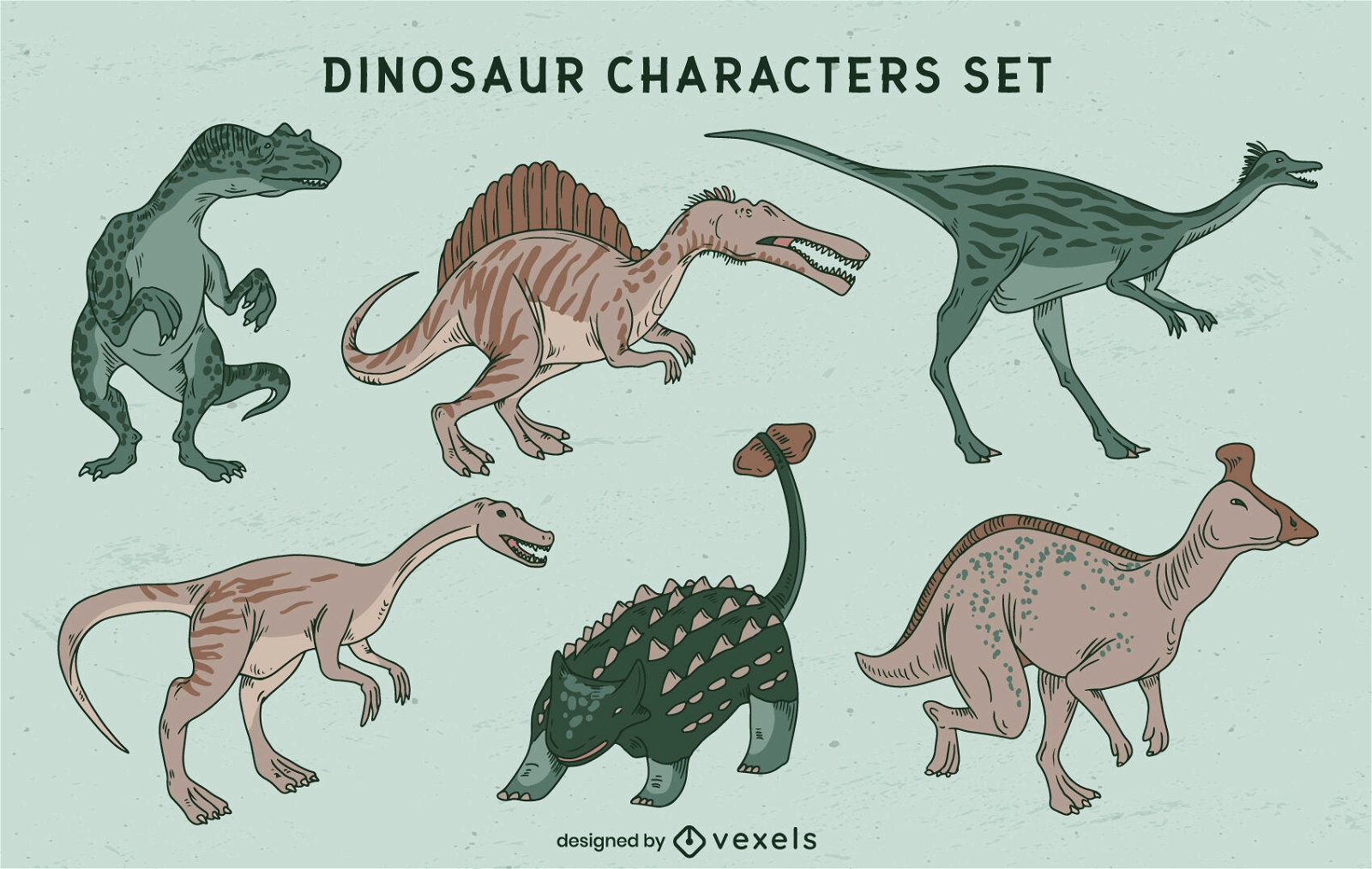 Conjunto realista de animales prehistóricos de dinosaurios.